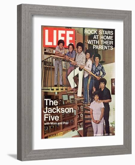 The Jackson Five with their Father and Mother, Joseph and Katherine, September 24, 1971-John Olson-Framed Photographic Print