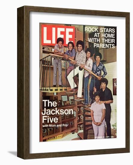 The Jackson Five with their Father and Mother, Joseph and Katherine, September 24, 1971-John Olson-Framed Photographic Print