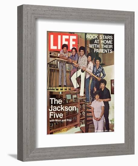 The Jackson Five with their Father and Mother, Joseph and Katherine, September 24, 1971-John Olson-Framed Photographic Print