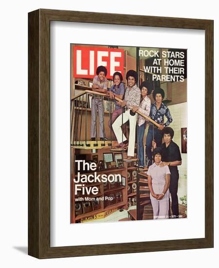 The Jackson Five with their Father and Mother, Joseph and Katherine, September 24, 1971-John Olson-Framed Photographic Print