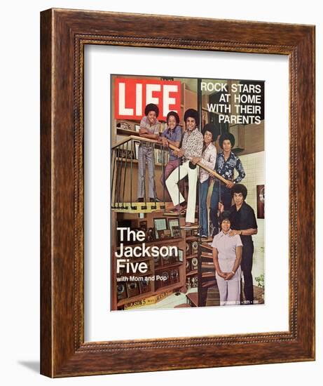 The Jackson Five with their Father and Mother, Joseph and Katherine, September 24, 1971-John Olson-Framed Photographic Print