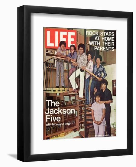 The Jackson Five with their Father and Mother, Joseph and Katherine, September 24, 1971-John Olson-Framed Photographic Print