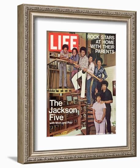The Jackson Five with their Father and Mother, Joseph and Katherine, September 24, 1971-John Olson-Framed Photographic Print