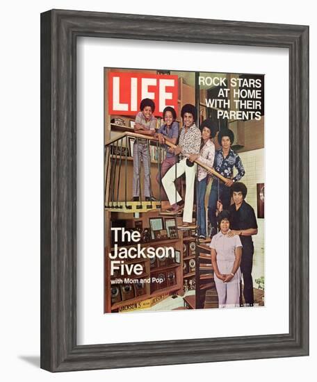 The Jackson Five with their Father and Mother, Joseph and Katherine, September 24, 1971-John Olson-Framed Photographic Print