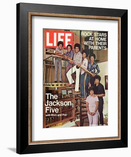 The Jackson Five with their Father and Mother, Joseph and Katherine, September 24, 1971-John Olson-Framed Photographic Print