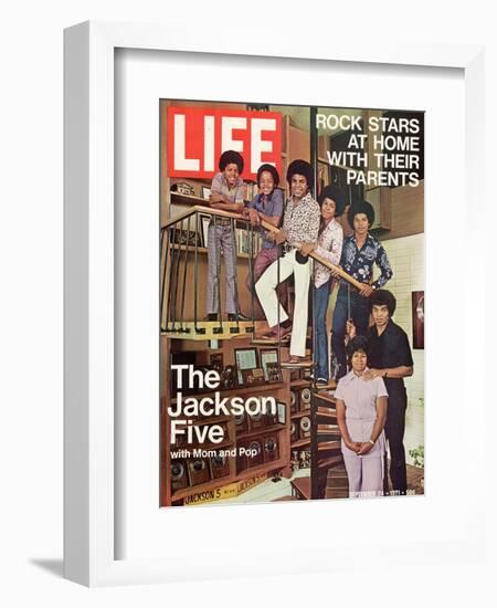 The Jackson Five with their Father and Mother, Joseph and Katherine, September 24, 1971-John Olson-Framed Photographic Print