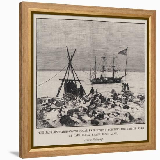 The Jackson-Harmsworth Polar Expedition, Hoisting the British Flag at Cape Flora, Franz Josef Land-null-Framed Premier Image Canvas