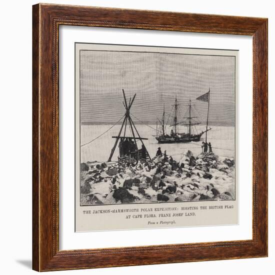 The Jackson-Harmsworth Polar Expedition, Hoisting the British Flag at Cape Flora, Franz Josef Land-null-Framed Giclee Print