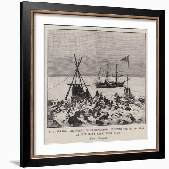 The Jackson-Harmsworth Polar Expedition, Hoisting the British Flag at Cape Flora, Franz Josef Land-null-Framed Giclee Print