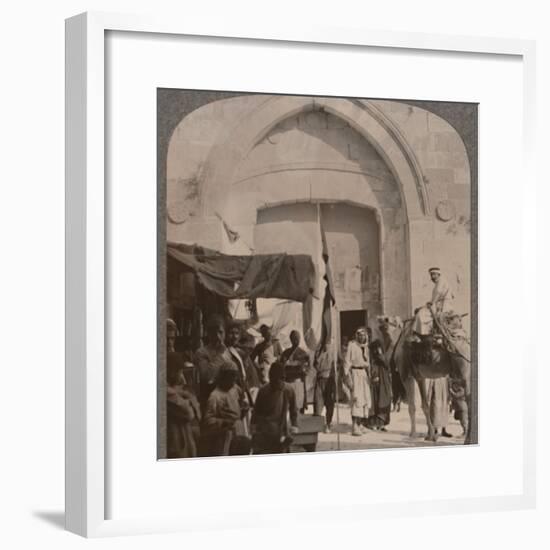 'The Jaffa Gate closed, showing Needle's Eye, Jerusalem', c1900-Unknown-Framed Photographic Print