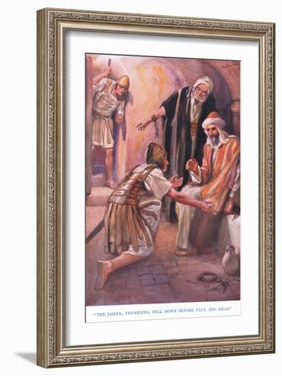 The Jailer Trembling Fell Down before Paul and Silas-Arthur A. Dixon-Framed Giclee Print