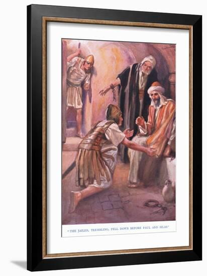 The Jailer Trembling Fell Down before Paul and Silas-Arthur A. Dixon-Framed Giclee Print