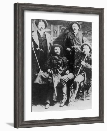 The James-Younger Gang (L-R): Cole Younger Jesse James Bob Younger Frank James-null-Framed Photographic Print