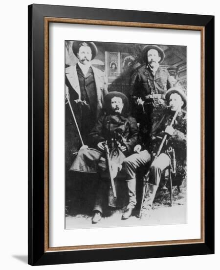 The James-Younger Gang (L-R): Cole Younger Jesse James Bob Younger Frank James-null-Framed Photographic Print