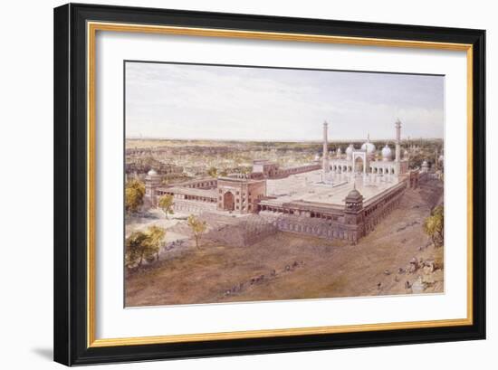 The Jami Masjid, Delhi, 1864 (Pencil, Pen and Grey Ink, W/C, Heightened Touches of Whi)-William 'Crimea' Simpson-Framed Giclee Print