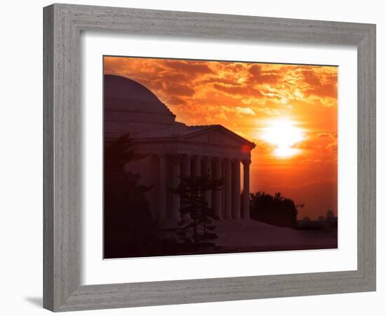 The Jefferson Memorial is Seen at the End of a Record High Temperature Day-null-Framed Photographic Print