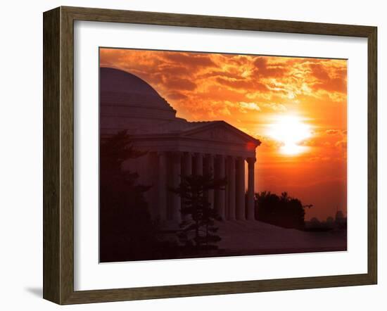 The Jefferson Memorial is Seen at the End of a Record High Temperature Day-null-Framed Photographic Print