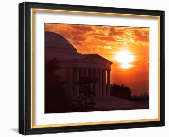 The Jefferson Memorial is Seen at the End of a Record High Temperature Day-null-Framed Photographic Print