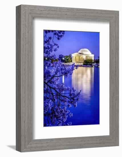 The Jefferson Memorial with cherry blossoms at the Tidal Basin, Washington DC-William Perry-Framed Photographic Print