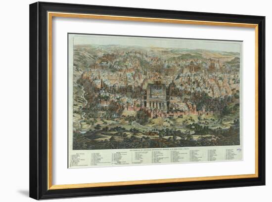 The Jerusalem Map (Vue Générale De Jérusalem Historique Et Modern), Ca 1862-Adolf Eltzner-Framed Giclee Print