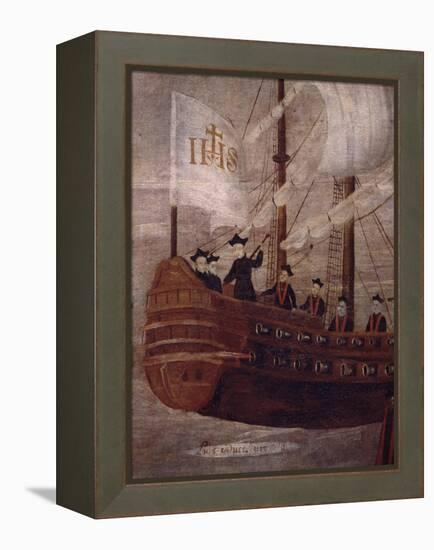 The Jesuits Arriving by Ship Off the Coast of New Granada, Painting 18th Century-null-Framed Premier Image Canvas