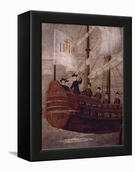 The Jesuits Arriving by Ship Off the Coast of New Granada, Painting 18th Century-null-Framed Premier Image Canvas