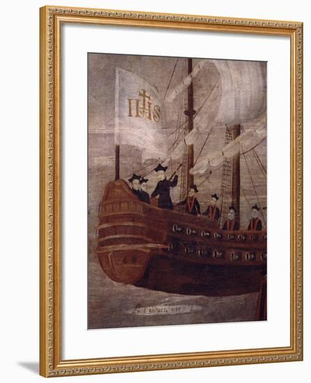 The Jesuits Arriving by Ship Off the Coast of New Granada, Painting 18th Century-null-Framed Giclee Print