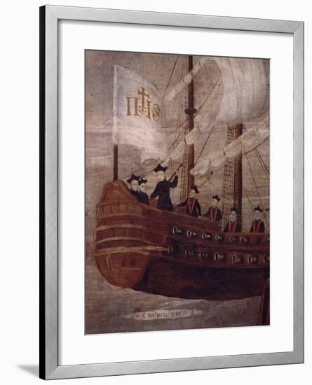 The Jesuits Arriving by Ship Off the Coast of New Granada, Painting 18th Century-null-Framed Giclee Print