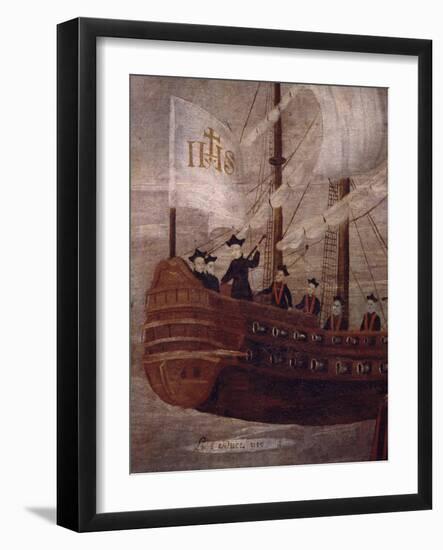 The Jesuits Arriving by Ship Off the Coast of New Granada, Painting 18th Century-null-Framed Giclee Print