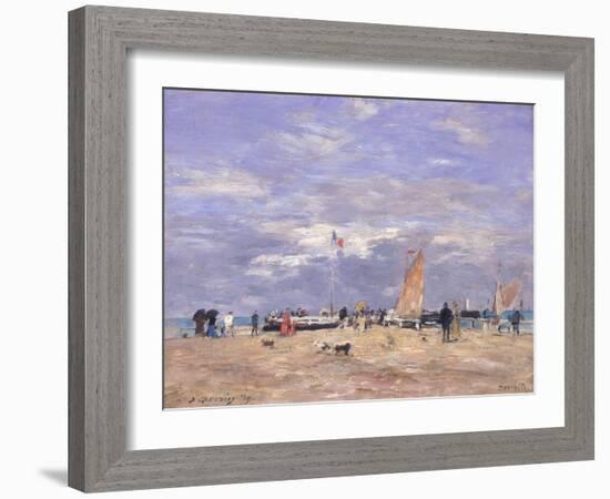 The Jetty at Deauville, 1869-Eugène Boudin-Framed Giclee Print