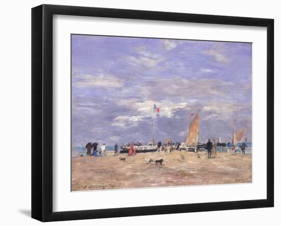 The Jetty at Deauville, 1869-Eugène Boudin-Framed Giclee Print