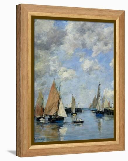 The Jetty at High Tide, Trouville-Eugène Boudin-Framed Premier Image Canvas