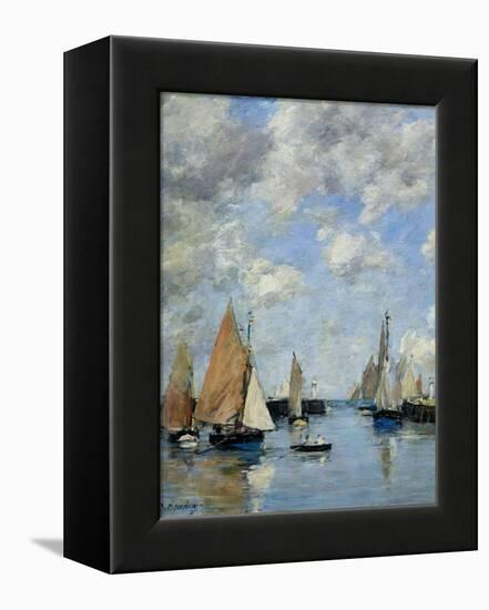 The Jetty at High Tide, Trouville-Eugène Boudin-Framed Premier Image Canvas