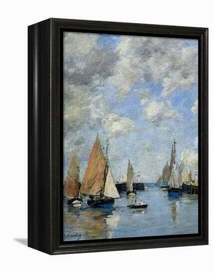 The Jetty at High Tide, Trouville-Eugène Boudin-Framed Premier Image Canvas