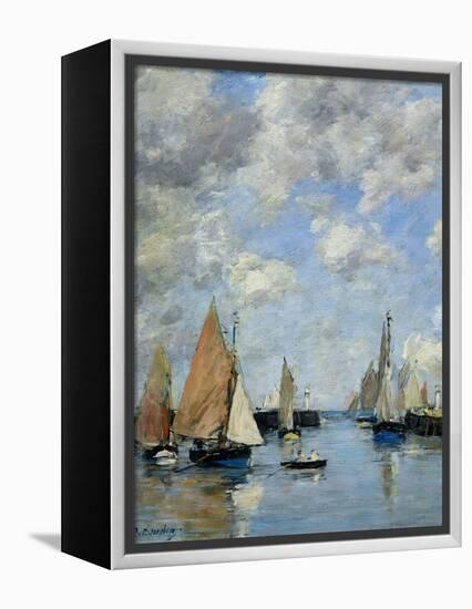 The Jetty at High Tide, Trouville-Eugène Boudin-Framed Premier Image Canvas