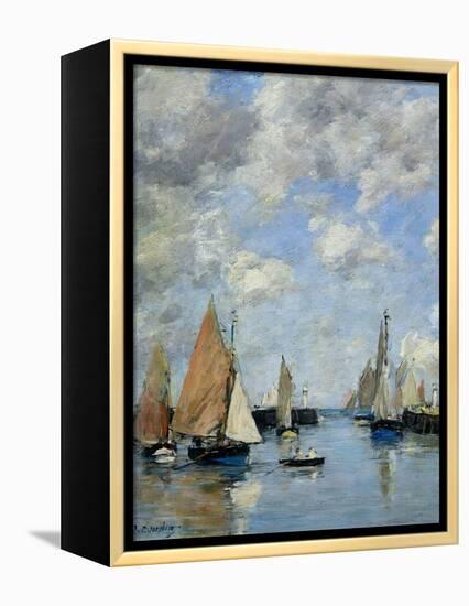 The Jetty at High Tide, Trouville-Eugène Boudin-Framed Premier Image Canvas