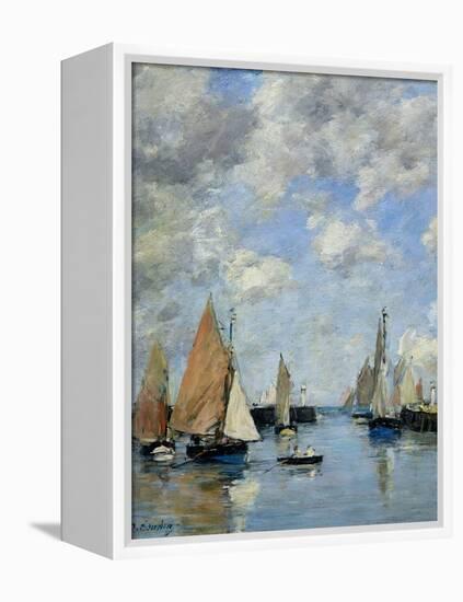 The Jetty at High Tide, Trouville-Eugène Boudin-Framed Premier Image Canvas