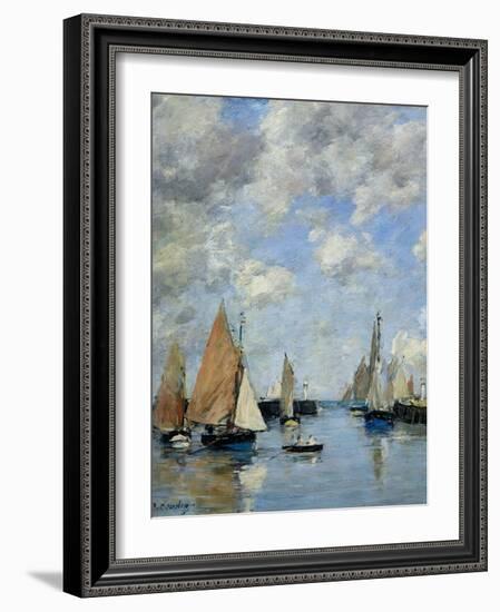 The Jetty at High Tide, Trouville-Eugène Boudin-Framed Giclee Print