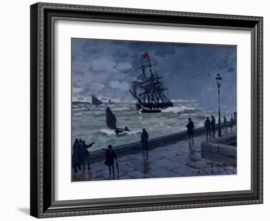 The Jetty at Le Havre, Bad Weather, 1870-Claude Monet-Framed Giclee Print