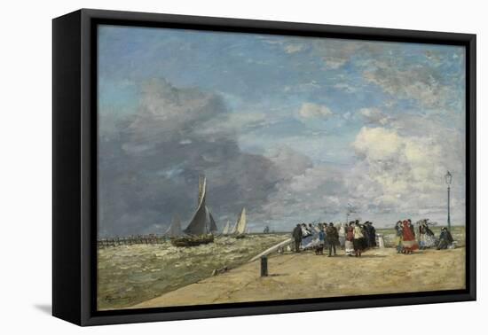 The Jetty at Trouville, 1869 (Oil on Canvas)-Eugene Louis Boudin-Framed Premier Image Canvas