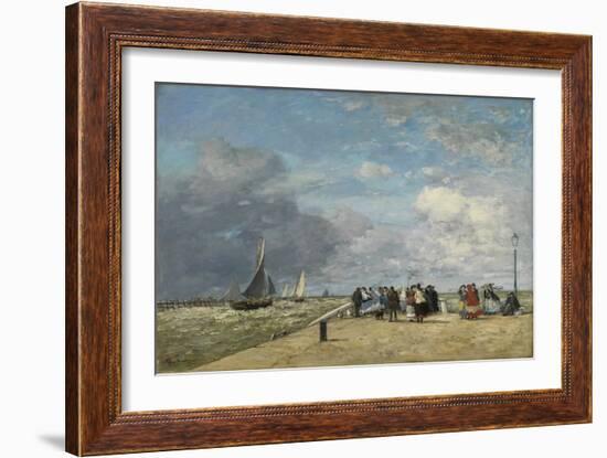 The Jetty at Trouville, 1869 (Oil on Canvas)-Eugene Louis Boudin-Framed Giclee Print