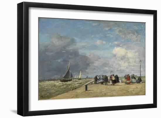 The Jetty at Trouville, 1869 (Oil on Canvas)-Eugene Louis Boudin-Framed Giclee Print