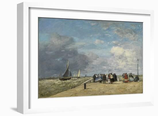 The Jetty at Trouville, 1869 (Oil on Canvas)-Eugene Louis Boudin-Framed Giclee Print