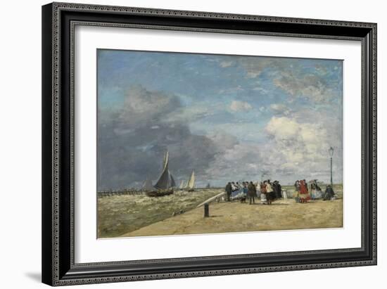 The Jetty at Trouville, 1869 (Oil on Canvas)-Eugene Louis Boudin-Framed Giclee Print