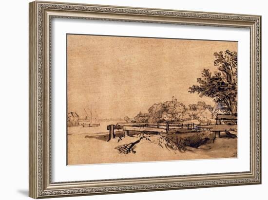 The Jetty-Rembrandt van Rijn-Framed Giclee Print