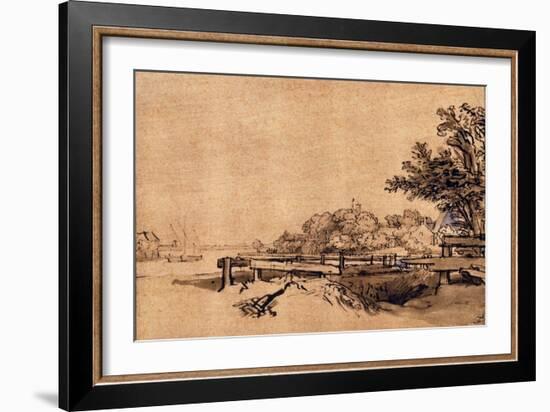 The Jetty-Rembrandt van Rijn-Framed Giclee Print