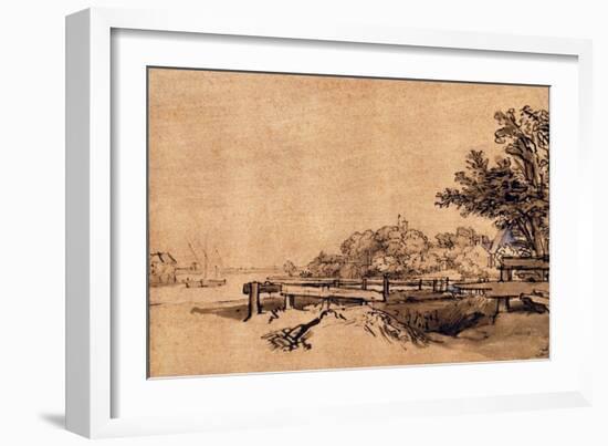 The Jetty-Rembrandt van Rijn-Framed Giclee Print