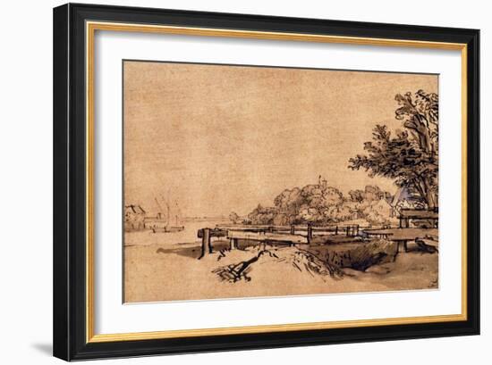 The Jetty-Rembrandt van Rijn-Framed Giclee Print