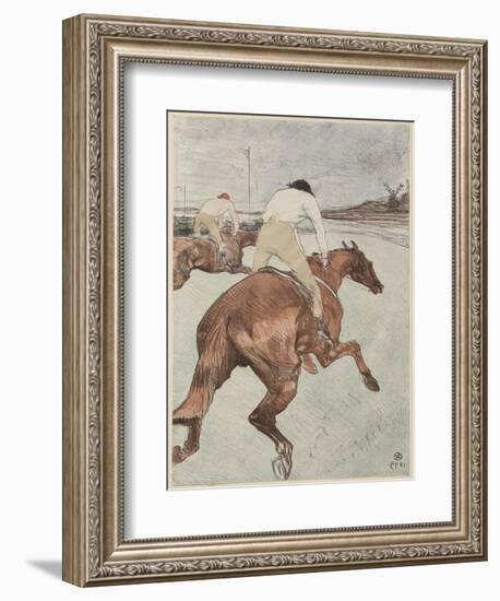 The Jockey, 1899 (Litho Printed in Black, Green, Red, Brown, Beige & Blue on Cream Wove Paper)-Henri de Toulouse-Lautrec-Framed Giclee Print