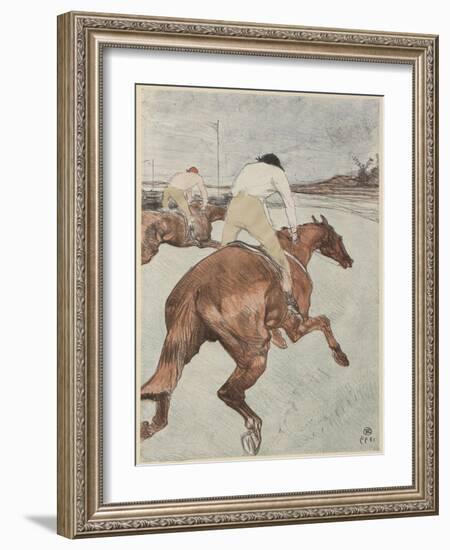 The Jockey, 1899 (Litho Printed in Black, Green, Red, Brown, Beige & Blue on Cream Wove Paper)-Henri de Toulouse-Lautrec-Framed Giclee Print